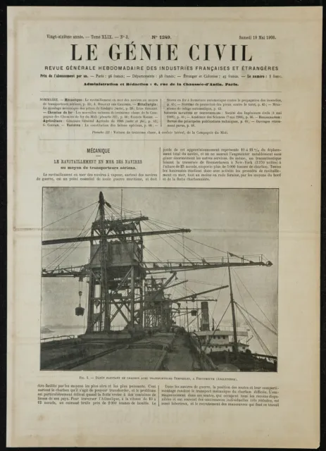 1908 - Dépôt flottant de charbon - Ravitaillement en mer des navires - Une page