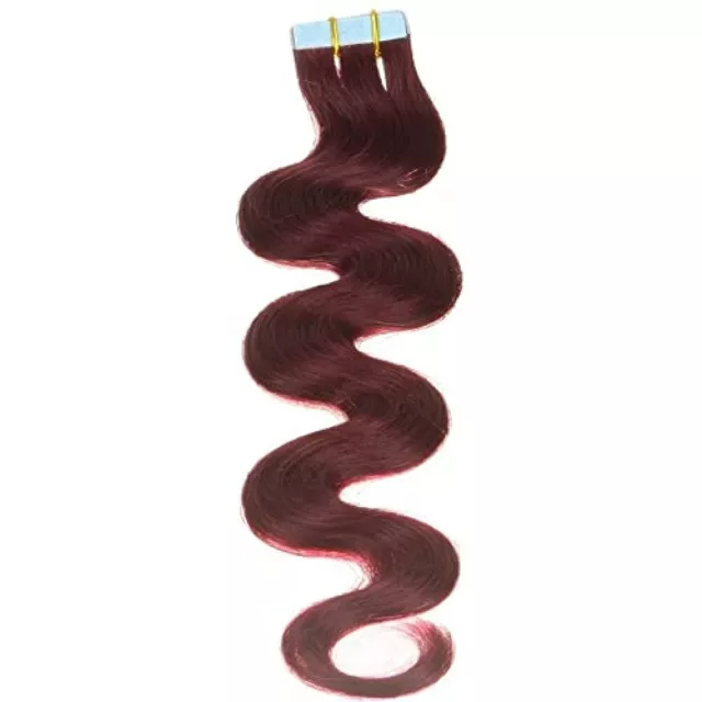 Hair2heart 10x Tape In Extensions Echthaar Gewellt Hellbraun Violett 50 cm Haare