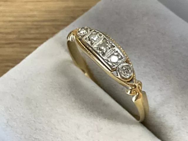 Superb Vintage 18ct Gold & Platinum 5-Stone Diamond Ring, 1950’s - Size O