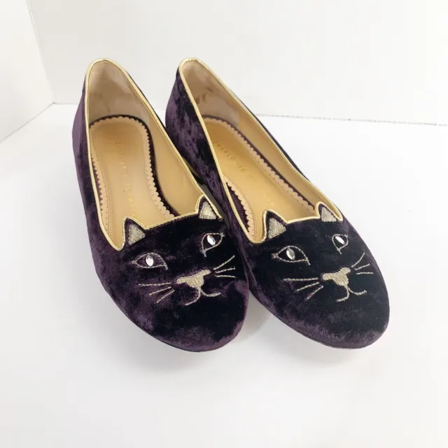 Charlotte Olympia Purple ‘Kitty’ Flat