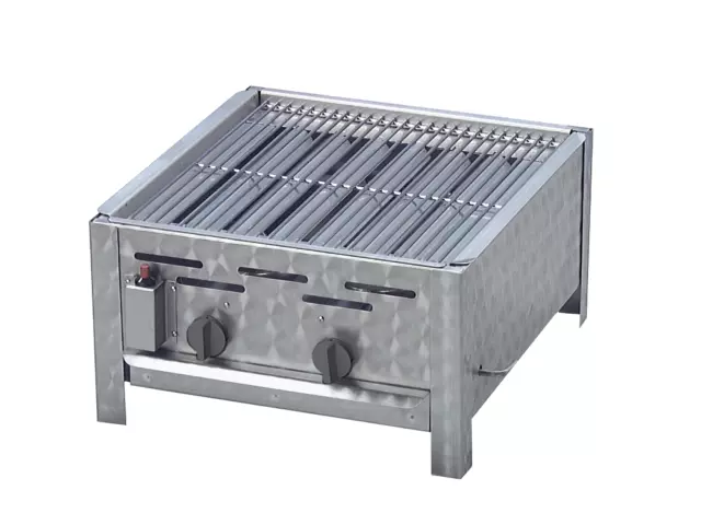 Gasgrill Edelstahl mit Rost 2 flammig Gastrobräter Partygrill 48 x 53 x 27 Grill