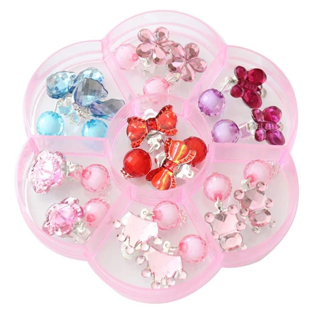 7 Pairs Cartoon Earrings Clip- Earrings Clip- Jewelry Little Girls Earrings