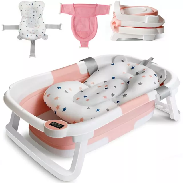 Foldable Baby Bath Tub Collapsible Baby Bathtub + Baby Tub Cushion + Bath Net