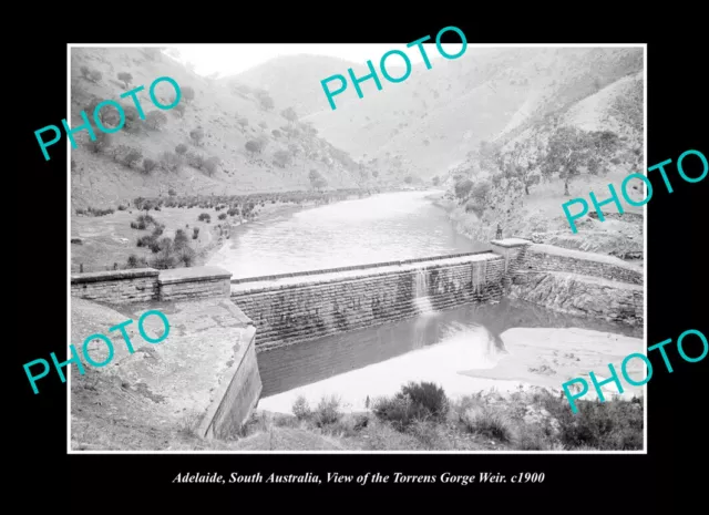 OLD POSTCARD SIZE PHOTO ADELAIDE SOUTH AUSTRALIA THE TORRENS GORGE WEIR c1900