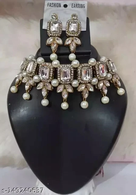 South Indian Bollywood Matt Silver Plated Traditional Temple Necklace Jewelry Se