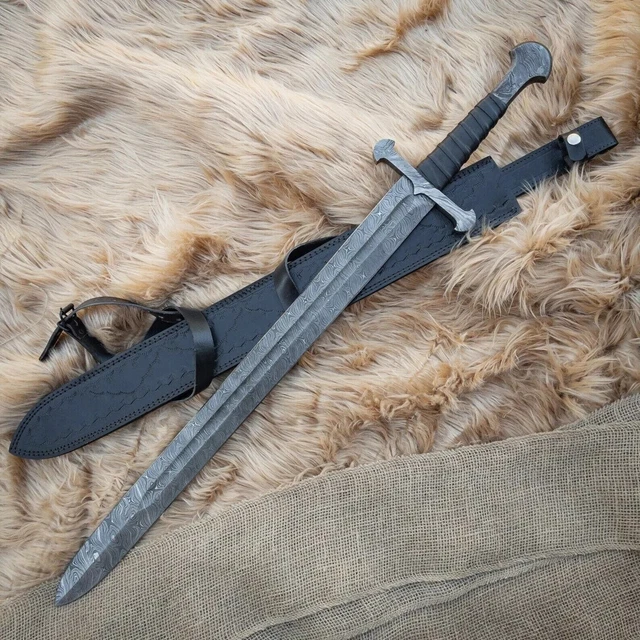 Hand Forged Damascus Steel Viking Sword Sharp Battle Ready Medieval Sword Gift