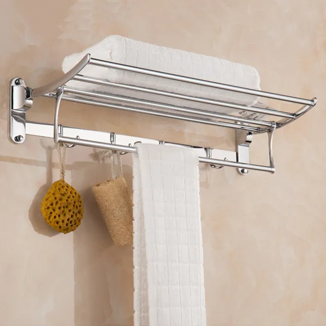 Stainless Steel Bathroom Wall Mounted Towel Rack Hotel Rail Holder Storage Shelf