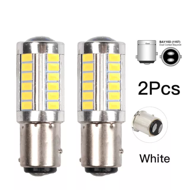 2x P21/5W BAY15D LED Auto Stop Heck Bremse Glühbirnen Lampe Licht 33 SMD DC 12V 2