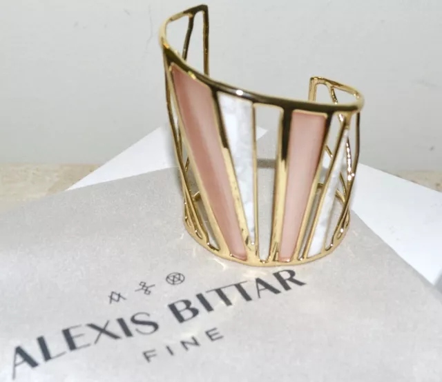 New $425 ALEXIS BITTAR Luna Colorblock Lucite Howlite Cuff Bracelet Sunset Blush