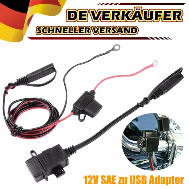 12V Motorrad Wasserdicht SAE zu USB Steckdose Adapter Ladegerät Steckdose