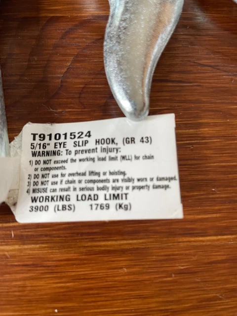 Chain Slip Hook 5/16" Campbell T9101524  Zinc Plate WLL 1769 Lb ~LOT of 2 3