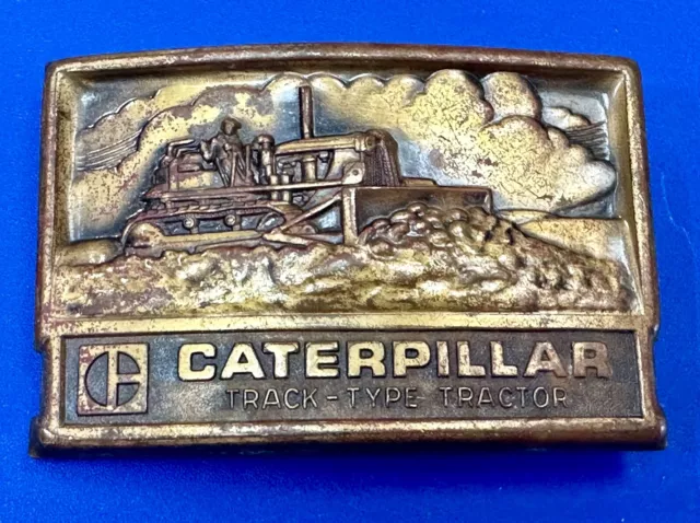 Mid Century CATERPILLAR CAT Construction Bull Dozer Plated Belt Buckle