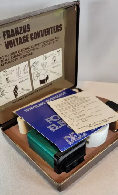 *Franzus* Deluxe Vintage Foreign Travel Electricity Voltage Converter Kit TK-16 2