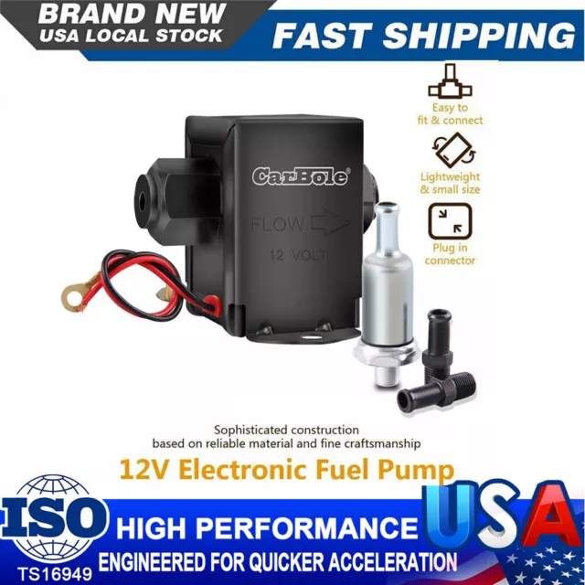 Electric Fuel Pump 12 volt Solid State 4 to 7psi 90 L/h Petrol Facet Universal