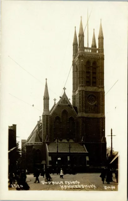 Postcard Hammersmith London view of St Pauls Church early RP by Johns