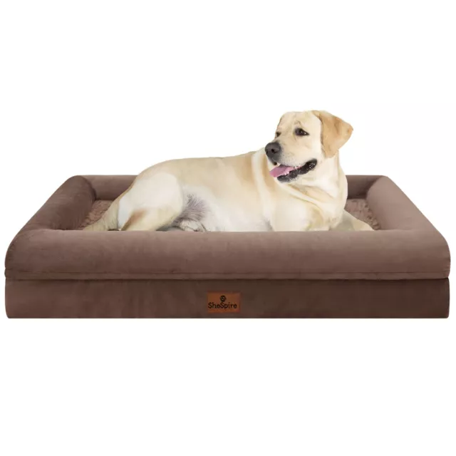 Brown Orthopedic XX-Large Dog Bed Pet Sofa w/Removable Cover Memory Foam Bolster