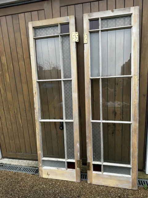 Pair stained glass vintage internal/external doors Solid Wood..