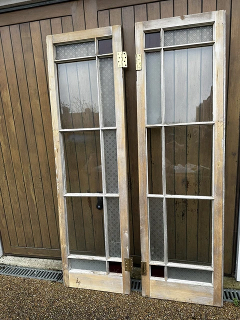 Pair stained glass vintage internal/external doors Solid Wood..
