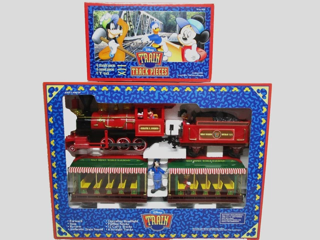 WALT DISNEY WORLD Railroad Train Set Building Toy Set & Figure 8 Track ...