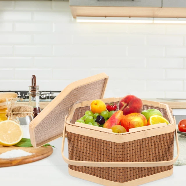 Panier Pique-nique En Osier Synthétique Fablcrew - 35x26x16 Cm - Pour Courses, Fruits, Légumes, Fleurs - Solide Et Réutilisable