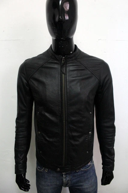Giubbotto Diesel Uomo Taglia S Nero Pelle Giubbino Jacket Giacca Coat Logo Man
