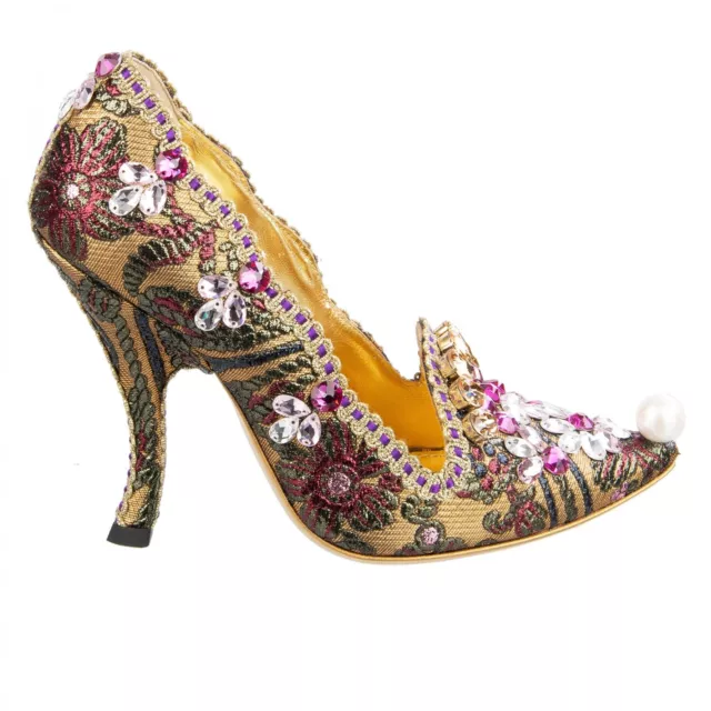 DOLCE & GABBANA Lurex Jacquard Pumps Schuhe ALADINO Schmuck Gold Pink 09035