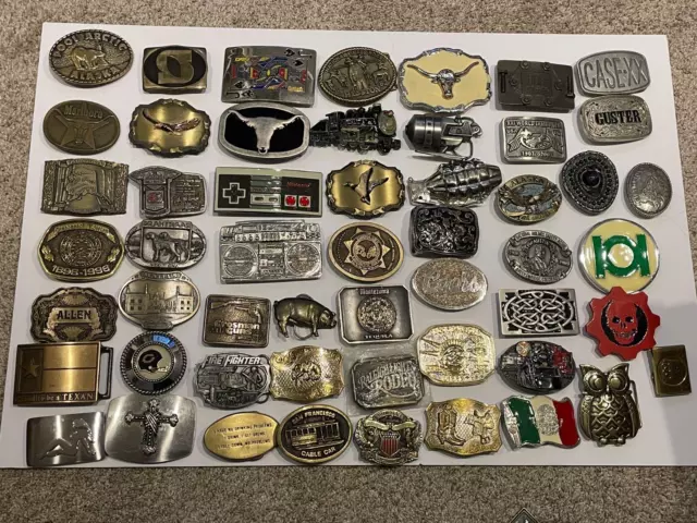 Belt Buckles Lot Of 53 Mixed Buckles No Doubles