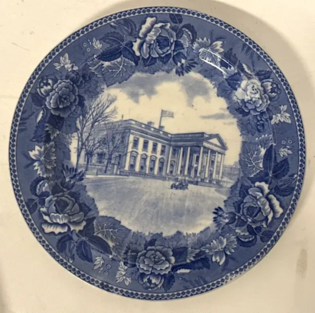 Antique Wedgwood Etruria England The White House Blue Transfer Plate