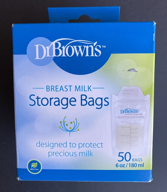 NEW Dr. Browns Breast Milk Storage Bags 50 Bags 6 oz/ 180 ml Factory Sealed