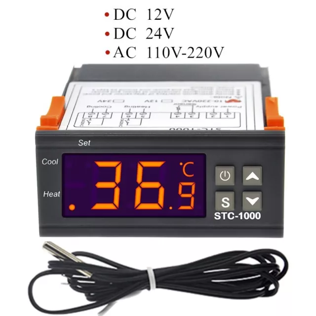 Controlador de temperatura digital STC 1000 12V 24V 220V termostato termorregulador