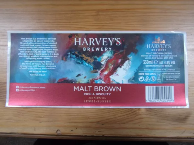 Harvey's Brewery, Lewes, Sussex, Beer Label  Malt Brown