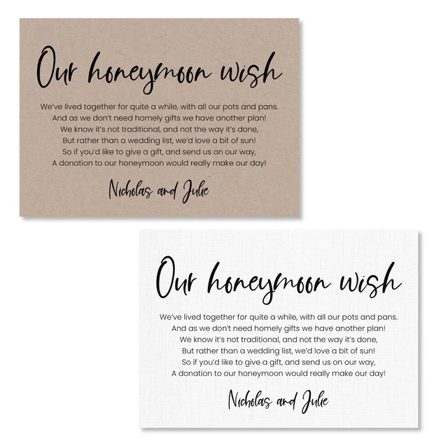 Weddng, Honeymoon Wsh Card, Weddng Money Poem, Honeymoon Fund Card - View #8