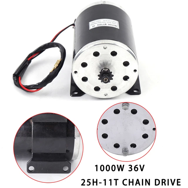 Motore Elettrico A Spazzole 36V 1000W – Permanente, 3000 RPM, Per Go-kart, Moto Elettriche, Biciclette E Scooter, Con Attacco Catena 25H-11T