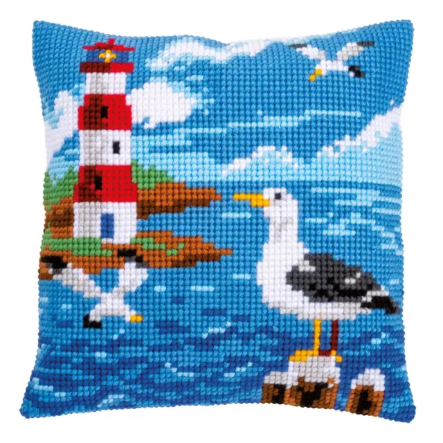 Vervaco ~ Cushion Cross Stitch Kit ~ Lighthouse and Seagulls