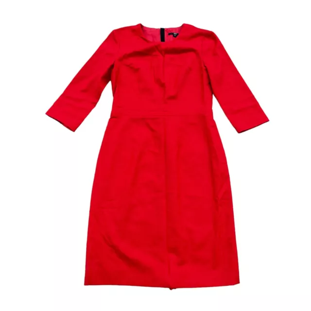 HUGO BOSS Elbise Red Sheath 3/4 Sleeve Dress Women's Size 4 US - 99% VIRGIN WOOL