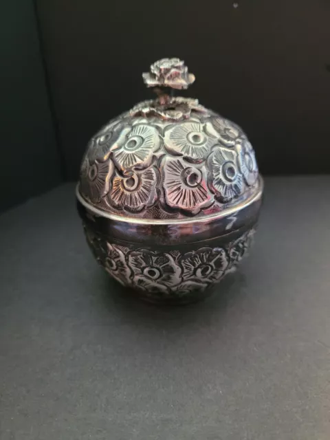 Vintage Sterling Silver Sphere Shaped Trinket Box