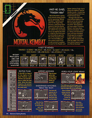 1993 Mortal Kombat Game Boy SNES Sega Genesis PREVIEW Print Ad/Poster Promo Art!