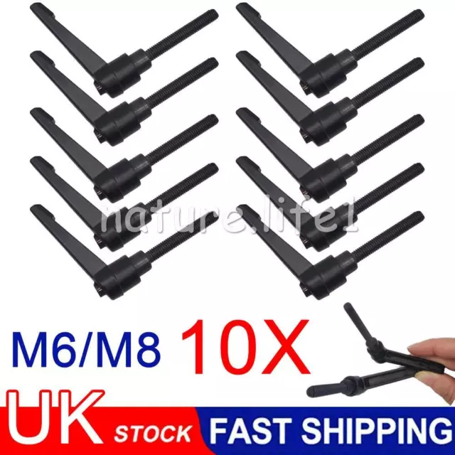 10PCS 40mm Machine Handle Adjustable Clamping Lever Male Black Knob M6 M8 HOT UK