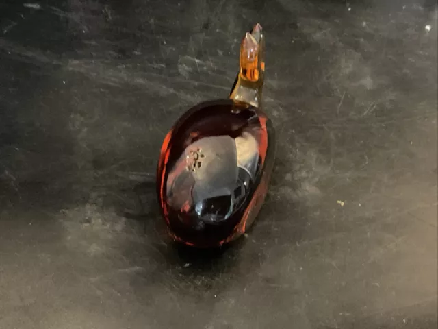 mid century modern viking glass Amber Whale Paperweight 5 In 3