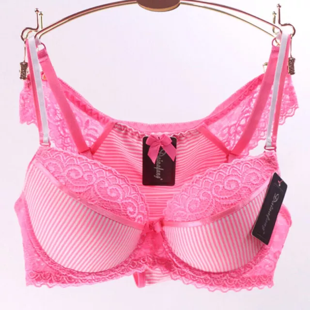 34C BRA SET Pink Black Mesh Lace Push Up With Matching Size Medium Thong  Panty $7.99 - PicClick