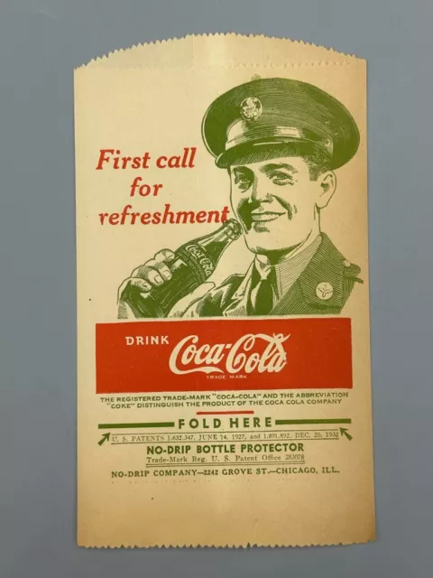 1940s WWII Era COCA-COLA NO-DRIP Bottle Protector MILITARY Vintage Original