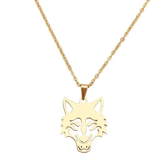 14k Solid Gold Customized Wolf Head Pendant Wild Animal Amulet Jewelry NO CHAIN