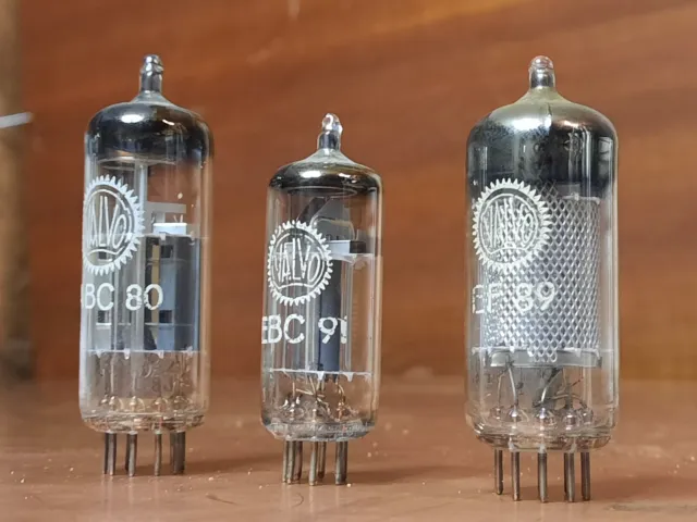 3x Valvo EABC80 / EBC 91 / EF89, Radio-Röhre, Audio Tube, Gebraucht