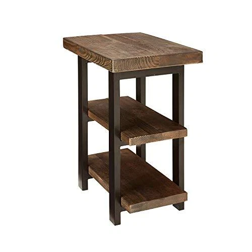 Alaterre Furniture Pomona Rustic Industrial Natural 2-Shelf Solid Pine Wood E...