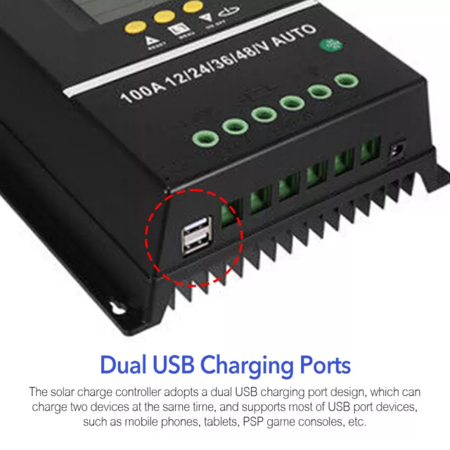 MPPT Solar Charge Controller Batteries Panel Dual Battery Regulator 7 Modes 3