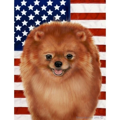 Patriotic (D2) Garden Flag - Red Pomeranian 320131