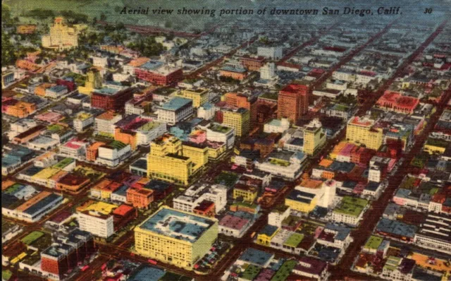 Vintage Postcard Aerial View San Diego CA   1952