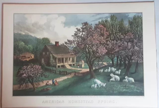 Currier and Ives American Homestead Spring Lithograph Reprint