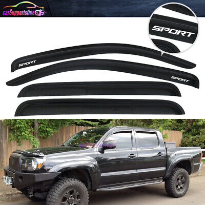 Fit for 05-15 Toyota Tacoma Double Cab Window Visor Guard Vent w/ White SPORT