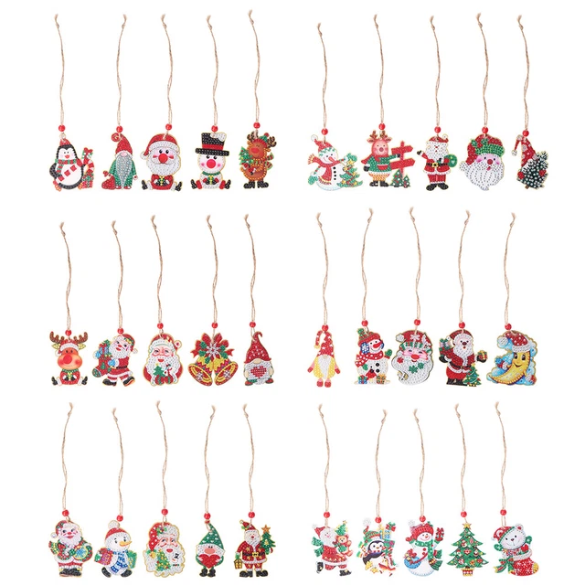 Christmas Diamond Pendant 5D DIY Mosaic Kit Double-sided Rhinestone Decorations